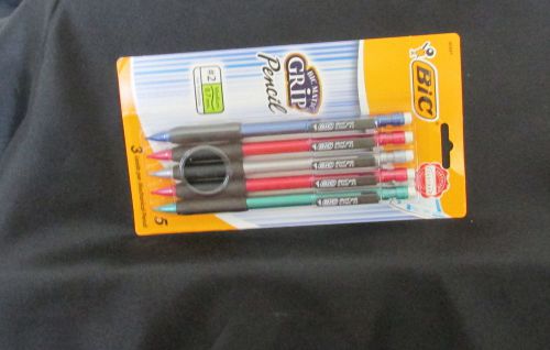5 Bic Grip Matic Pencils Various Colors NIB-2red-1blue-1silver-1green sealed new
