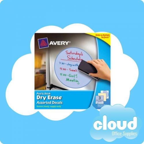 Avery Assorted Peel &amp; Stick Dry Erase Decals 254 x 254 mm 3/Pack - 24338