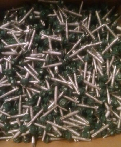 2000 green #12 x 1 1/2&#034; hex metal frame building screws with washer self tapping for sale
