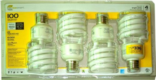Bright White CFL Light Bulb (4-pack) Ecosmart 23-watt (100w), NEW