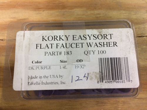 Korky Easysort Beveled Faucet Washer #183*100pack Size 1/4L- New In Package