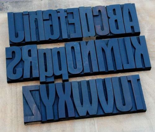 A-Z mixed ART NOUVEAU alphabet 4.41&#034; letterpress wood printing blocks type ABC
