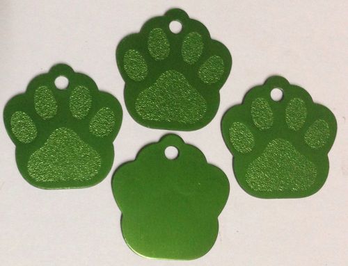 50 Lime Green Large Paw Prints Anodized Aluminum Pet Tags Wholesale Blank Bulk