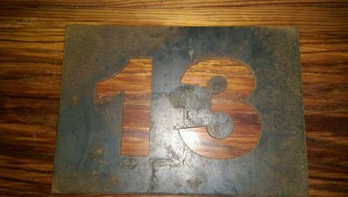 Reclaimed industrial steel stencil or decor #13.  10&#034; x 7&#034; x 1/8&#034; for sale