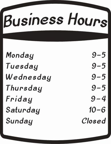 Business Hours Vinyl Decal High Quality Custom Sign 8.5&#034; x 11&#034; Retail Store
