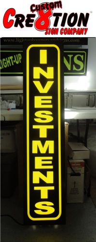 LED Light up Lightbox Sign- INVESTMENTS - 46&#034;x12&#034; window sign Neon/Banner Altern