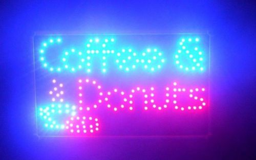 LIGHTED LED &#034;COFFEE &amp; DONUTS&#034; SIGN 13&#034; X 8&#034;  W/ DRY ERASE BOARD ON BACK  NEW