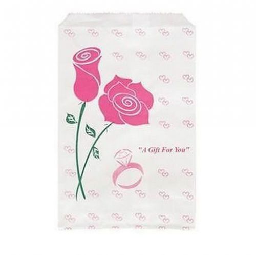 (100) 8.5x11&#034; white paper gift jewelry merchandise pink rose bag for sale