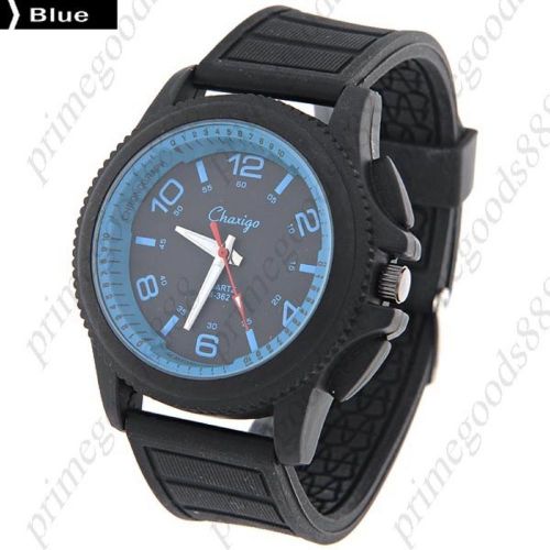 Unisex round quartz analog wrist with rubber band in blue free shipping for sale