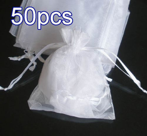 50x Solid Ivory Organza Bag Pouch for Wedding New Year Gift 12x17cm(4.5x6.5inch)