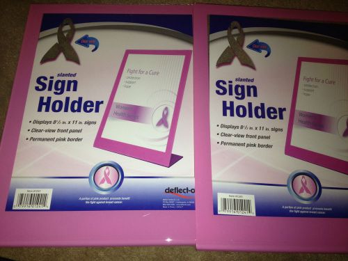Deflect-o Slanted Sign Holder-Permanent Pink Border-Lot of 2