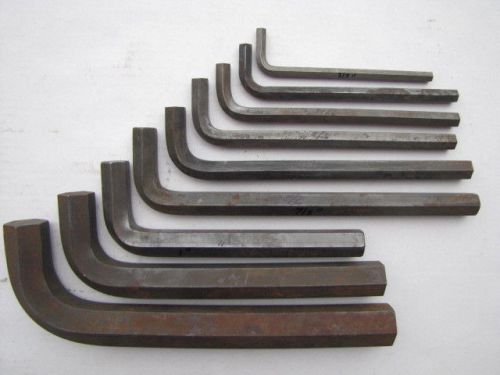 Mixed Brands (9) Long Arm L Shaped Hex Keys From 1 1/2&#034; to 3/8&#034;  Used