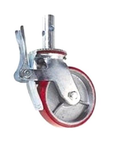 Heavy Duty Locking Scaffolding Caster with Red Polyurethane on Steel 8&#034; Wheel