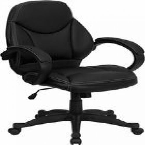 Flash Furniture H-HLC-0005-MID-1B-GG Mid-Back Black Leather Contemporary Office