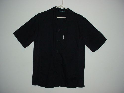 Men&#039;s Black Front Button Short Sleeves ChefWorks Chef Cook Shirt Size M