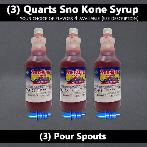 Sno Kone Syrup (3) Quarts (3) Spouts | Gold Medal Snow Cone Syrup