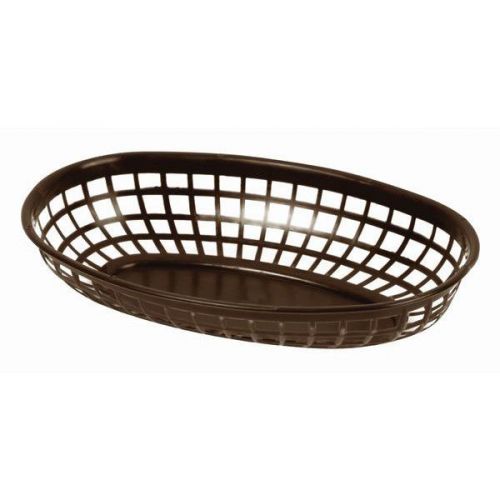 6 Pieces Fast Food Basket Serving Baskets Tray 9-3/8&#034; Oval Dark Brown NEW