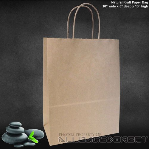 100 pcs Brown Paper Bags Gift Bags Retail Bags Merchandise Bags 10&#034;x5&#034;x13&#034;