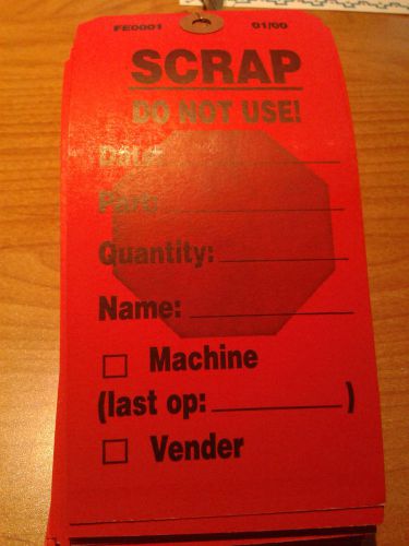 Quality Control Tags &#034;SCRAP DO NOT USE&#034; - Box of 500-Pre-wired-Red Cards