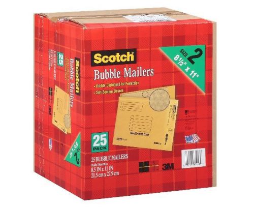 Scotch Bubble Mailers - size 5 (10.5&#034; x 15&#034; - 25 pk  w/ self-sealing closure NEW