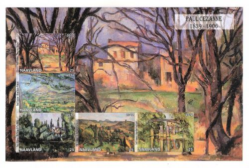 Art  &#034;Paul Cezanne&#034;  Imperf. sheet  of  5 stamps MNH