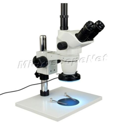 Zoom Stereo Trinocular Microscope 6.7-45X+144 LED Ring Light+Metal Stand