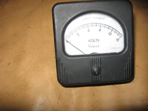 Vintage Simpson volts volt meter  gauge gage 0-15