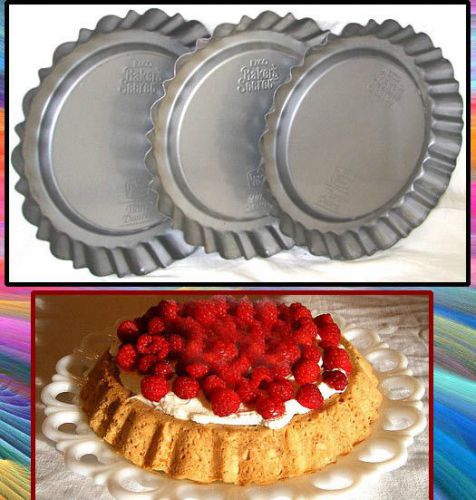 3 Ekco Baker&#039;s Secret Tiara Duncan Hines Desserts Pans Beautiful Scalloped Edge