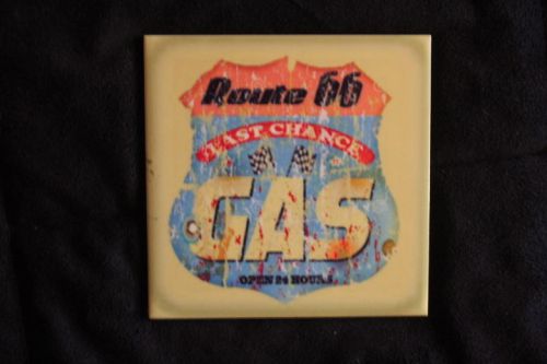 Retro Vintage Route 66 Gas Ceramic Tile  Coasters ManCcave Home theater
