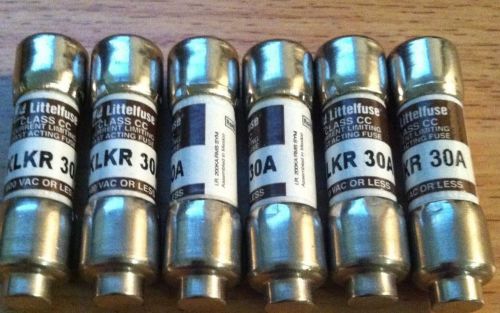 Lot Of 6 Littelfuse, KLKR30, FUSE Fast-Acting CLASS CC 30A 600V