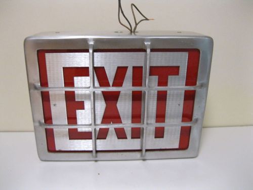 Gruber lighting co. vintage illuminating aluminum &#034;exit&#034; sign w/ grill from &#039;58 for sale