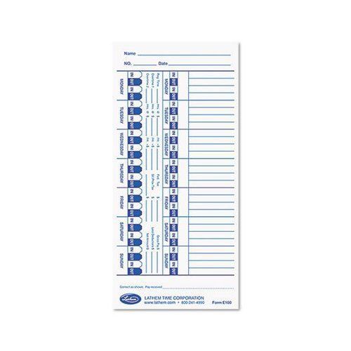 Lathem LTHE100US Cards Universal Time 100 Pack EE320798 Home Office Brand New