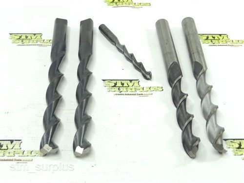 LOT OF 5 HSS ASSORTED SHANK PARABOLIC DRILLS 7/16&#034; TO 3/4&#034; BESLY USA