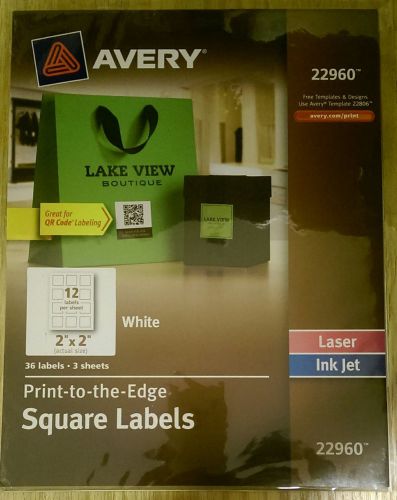 Avery 22960 Print-to-the-Edge White 2” x 2” Square Labels 3 Pack