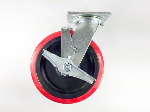 8&#034; x 2&#034; polyurethane on plastic caster - swivel with brake for sale