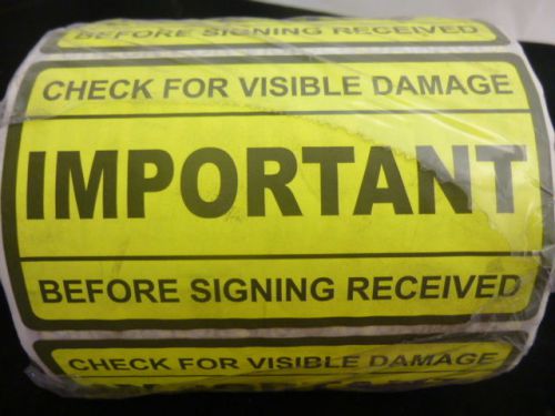 PREPRINTED SHIPPING LABELS- Check for Damage IMPORTANT (500) 3x5 - NEW
