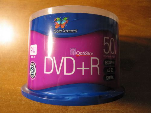 New, Three (3) Packs, Color Research Cake Box DVD+R 50-Pack - 16X, 4.7GB