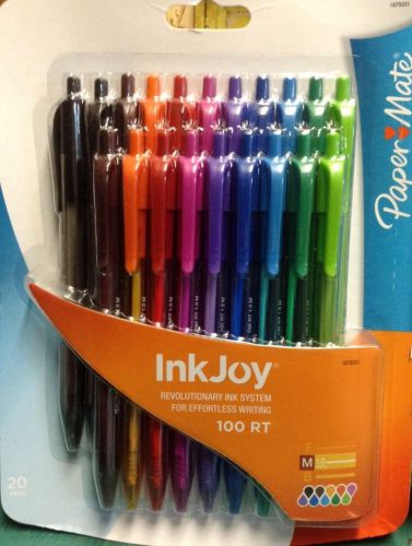 20 Paper Mate InkJoy Ball Point Pens Multi Color 100 RT Medium Pt 1.0mm