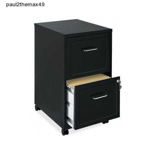 2-drawer Mobile Black Vertical File Cabinet