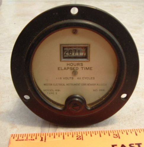 Weston Electric 110 VAC Panel Mount Hour Meter Model 691 Type 2