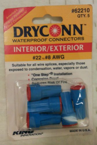 Dryconn Waterproof Connectors #62210  NEW #22 to #8 Interior/Exterior 1 pkg of 5