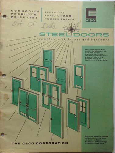 Vintage 1968 ceco corp steel doors catalog with locks, frames, hardware, prices for sale