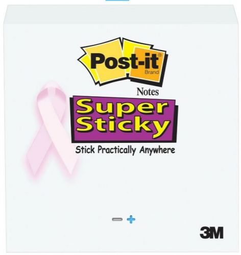 Genuine Post-it Super Sticky 2 7/8 &#034; x 2 7/8  Pink Ribbon Notes, 3 Pads/Pack, 225 Sheets