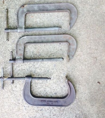 3 Large Vintage C Clamps Cincinati Tool &amp; Wetzler