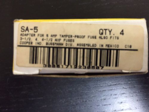 Box Of 4 Buss SA-5 Tamper Proof Adapter For 5 Amp Fuse Also Fits 3-1/2, 4, 4-1/2