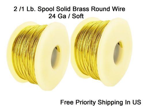 24 Ga Solid Brass Wire 2 x 1 Lb. Spool (SOFT) 793 Ft Each / Bare Round Wire