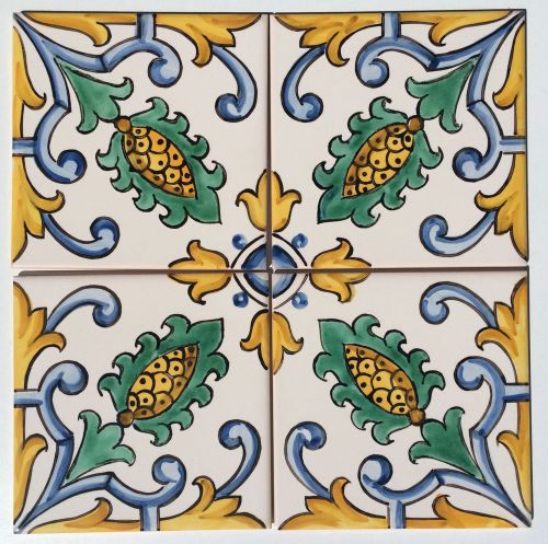 Set of 4Hand Painted Ceramic Wall Tiles - From Sintra Portugal
