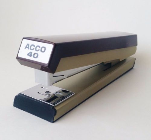 Vintage ACCO 40 Stapler Office Desktop Brown &amp; Tan 7&#034;