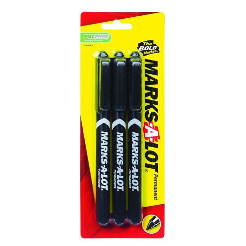 Marks-A-Lot  Fine Point Permanent Markers Black Pack of 3 (29837)