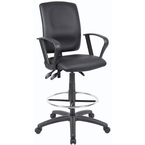 Boss leatherplus multifunctional drafting stool with arms for sale